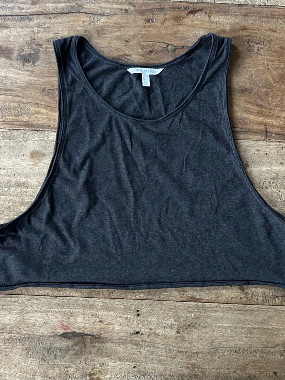 Excellent Cond Victoria’s Secret PINK Charcoal Grey Cropped Tank Top Size MEDIUM